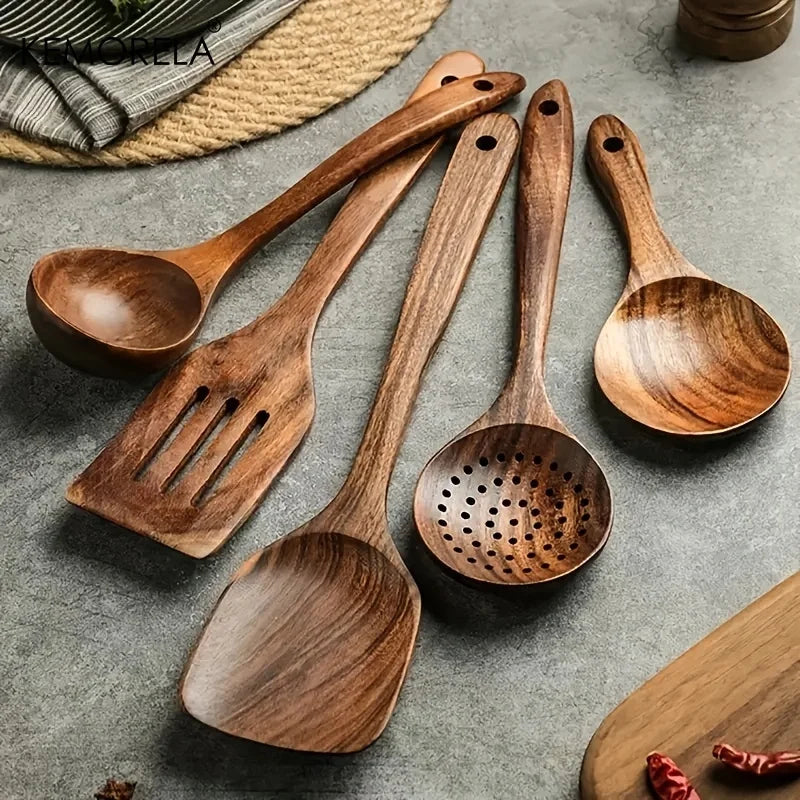 4-7 pcs/set Teak Natural Wood Kitchenware