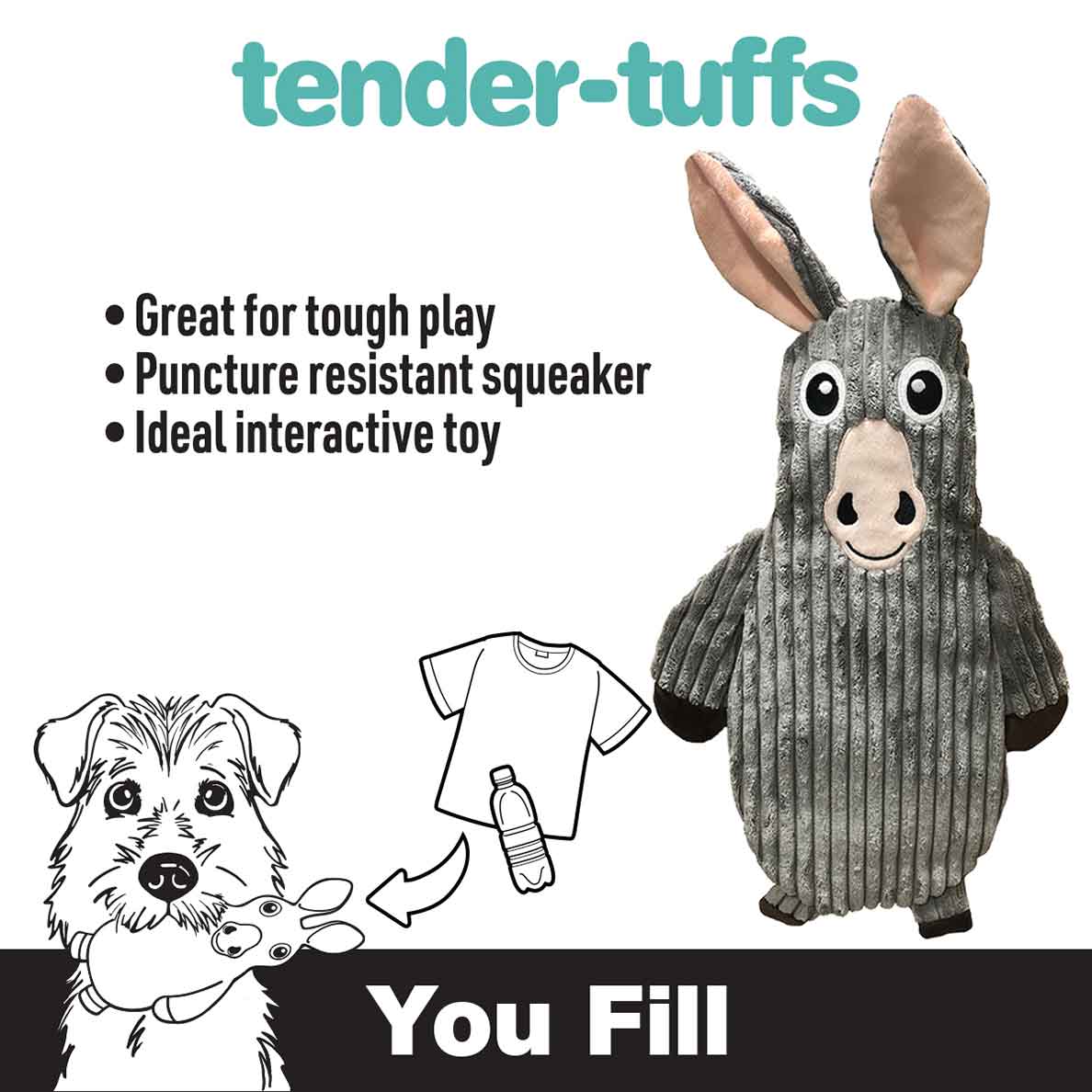 Tender-Tuffs Donkey You Fill Dog Toy