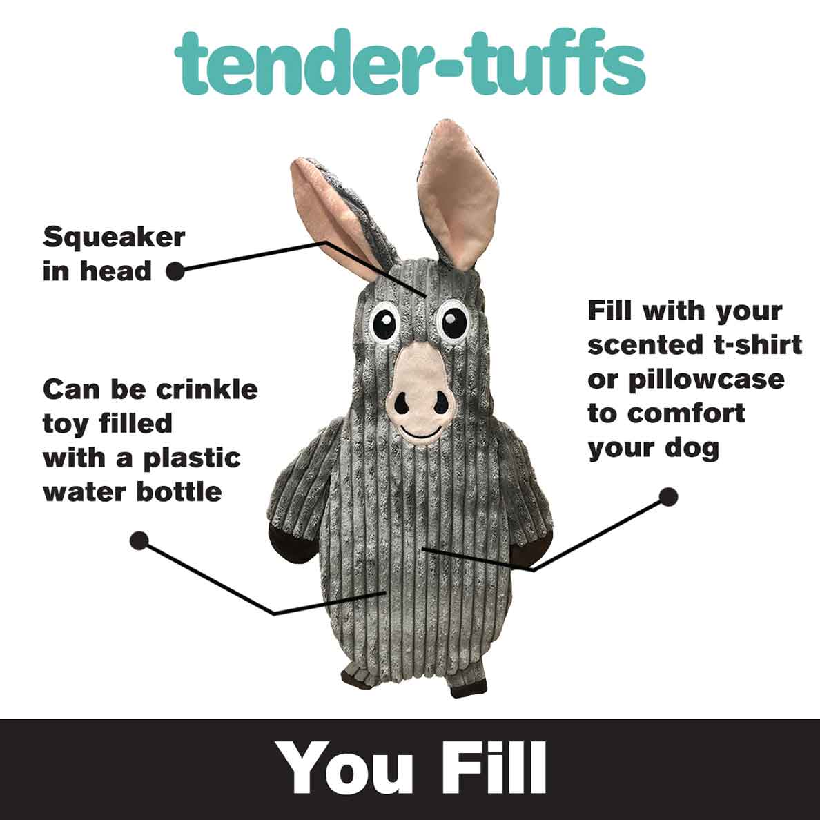 Tender-Tuffs Donkey You Fill Dog Toy